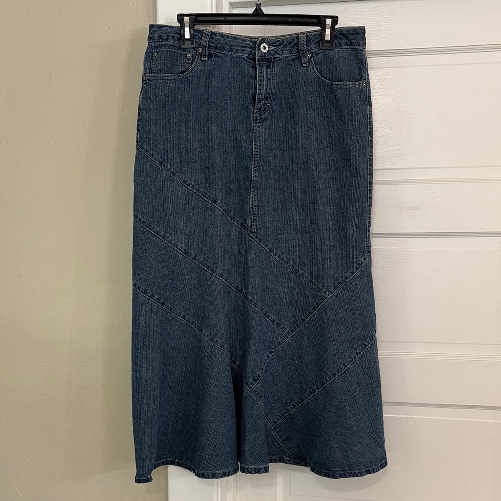 Cato Dark Blue Jean Denim Maxi Skirt Sz 10